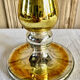 Old candle holder XIX gilded mercurized eglomised glass