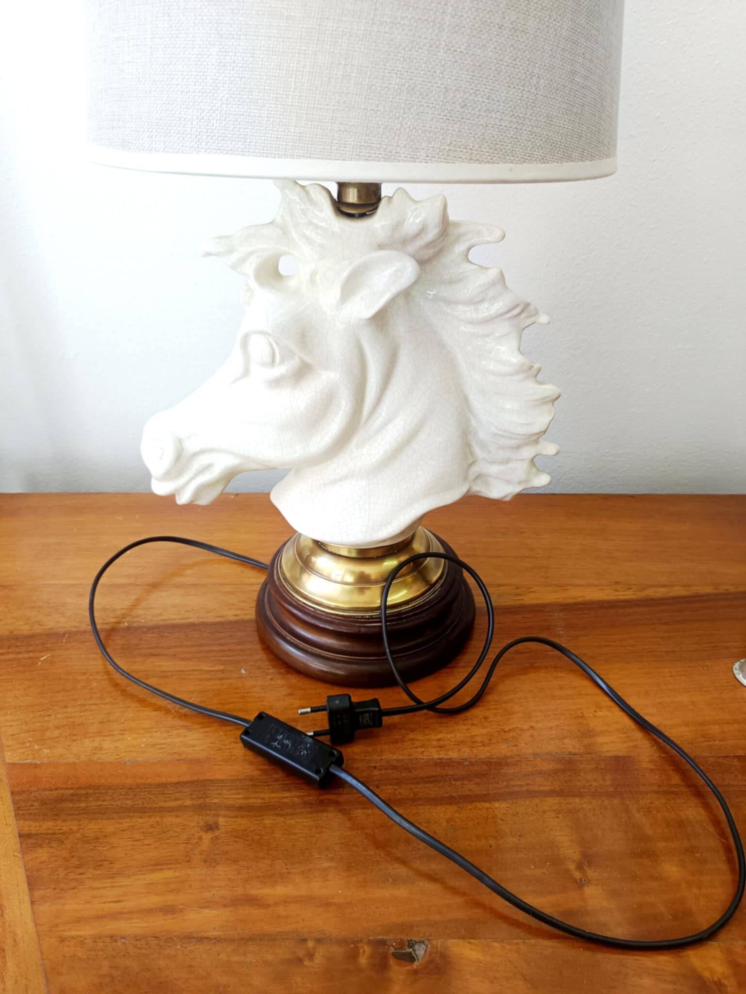 Art Deco crackled ceramic horse lamp