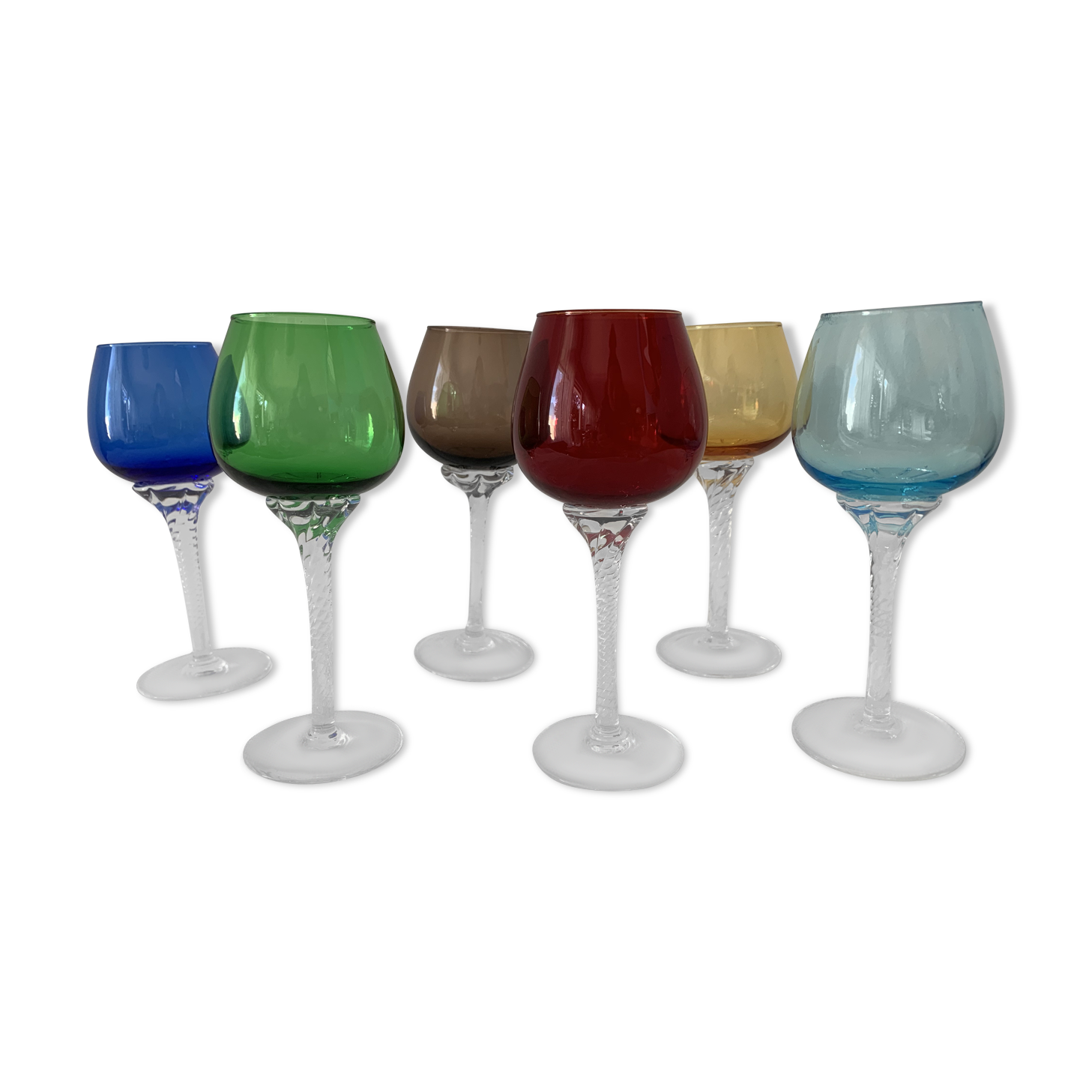 6 colorful murano glasses 1970