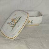 Antique butter dish in faience – Bird decoration – Late 19th / early 20th century