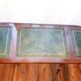 English coffee table, green leather