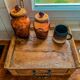Olive wood storage cabinet