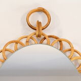Old vintage oval rattan mirror