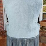 Old blue velvet toad armchair
