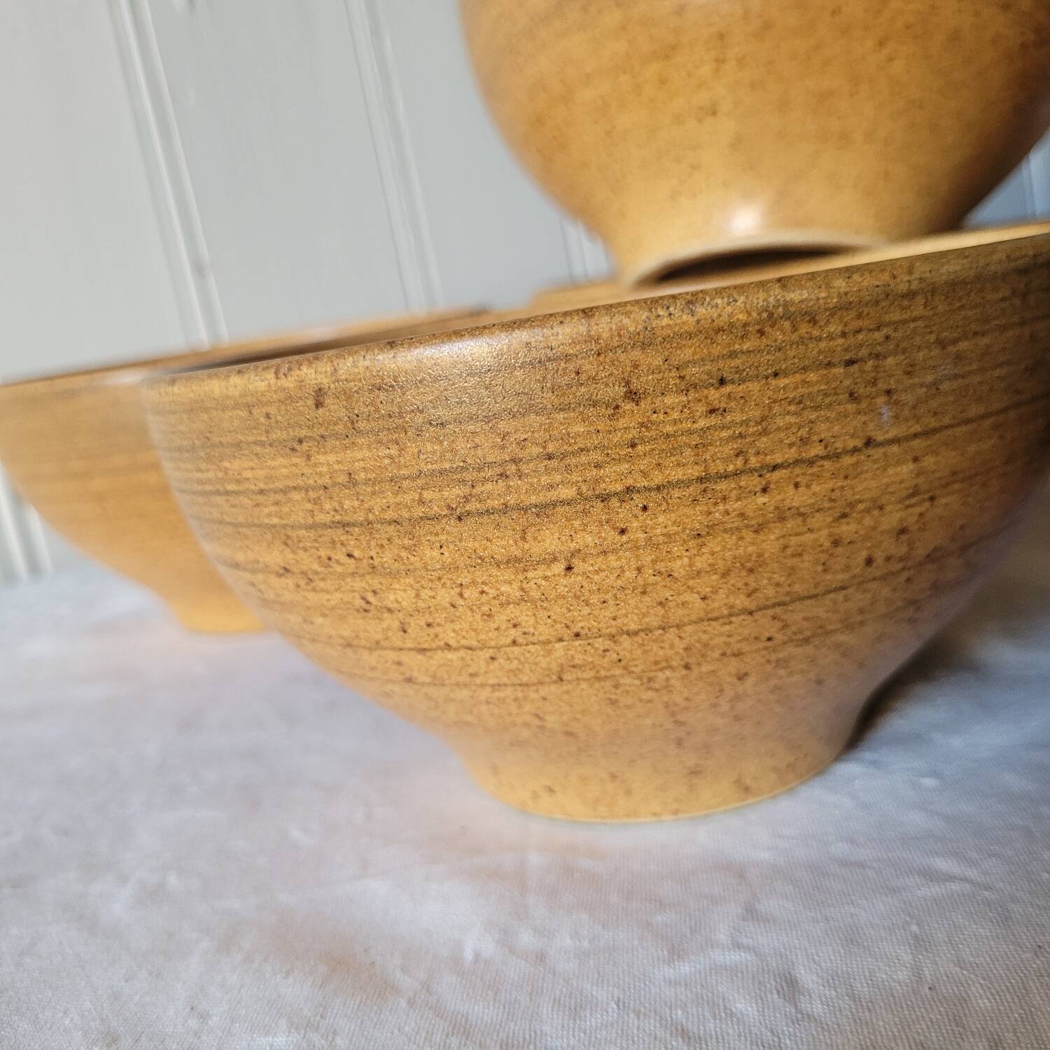 Set of 6 Hand Thrown Stoneware Bowls – Vintage 1970s – Rustic Minimalism
