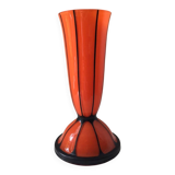 Beautiful orange art deco black glass vase