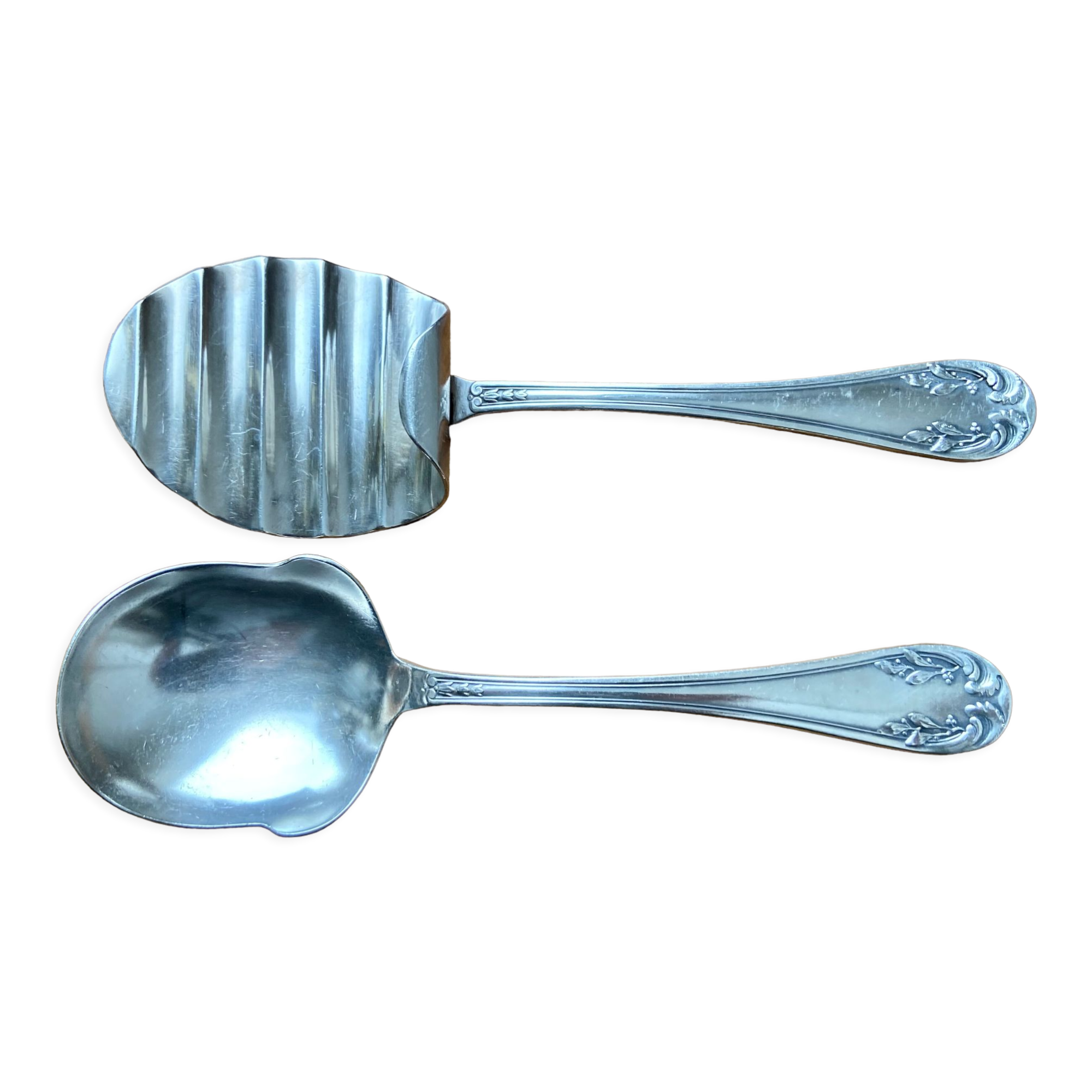 Silver metal asparagus service