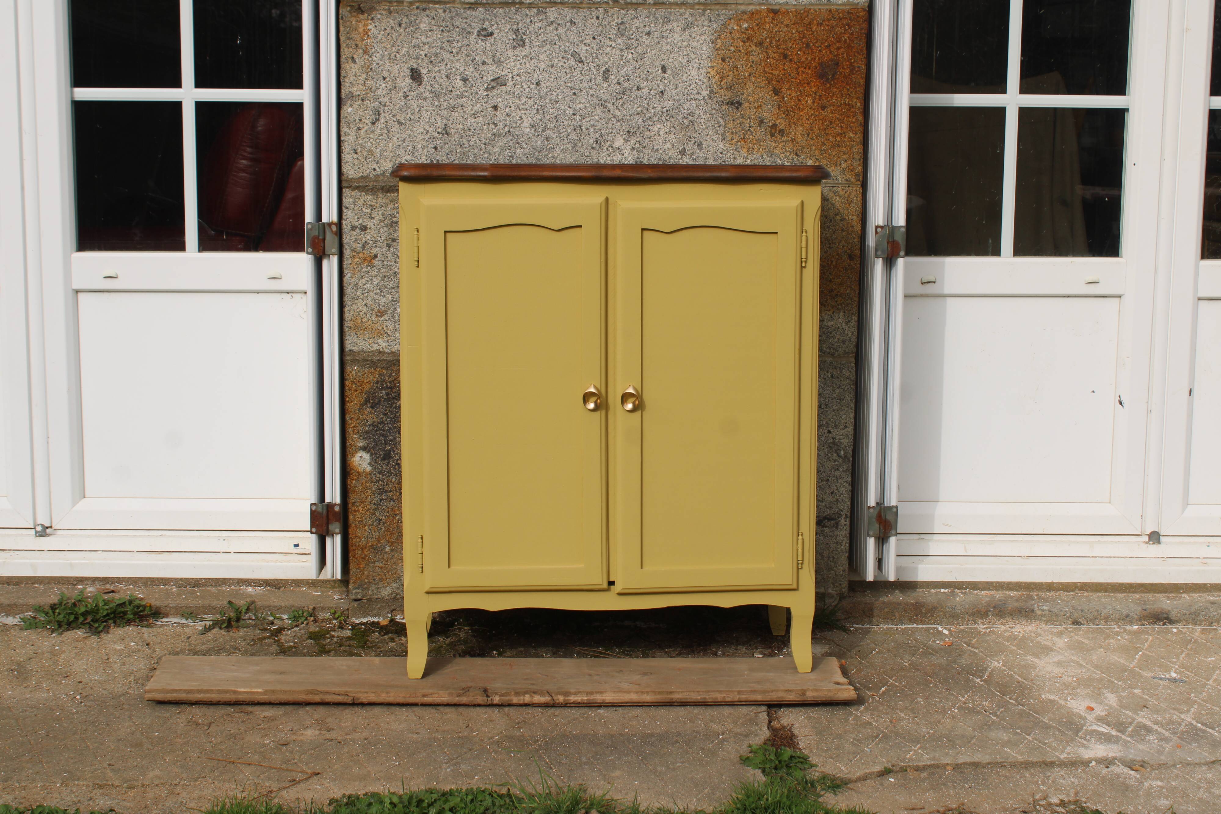 Renovated antique buffet – bright yellow
