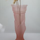 Art deco vase pink hand torch frosted glass