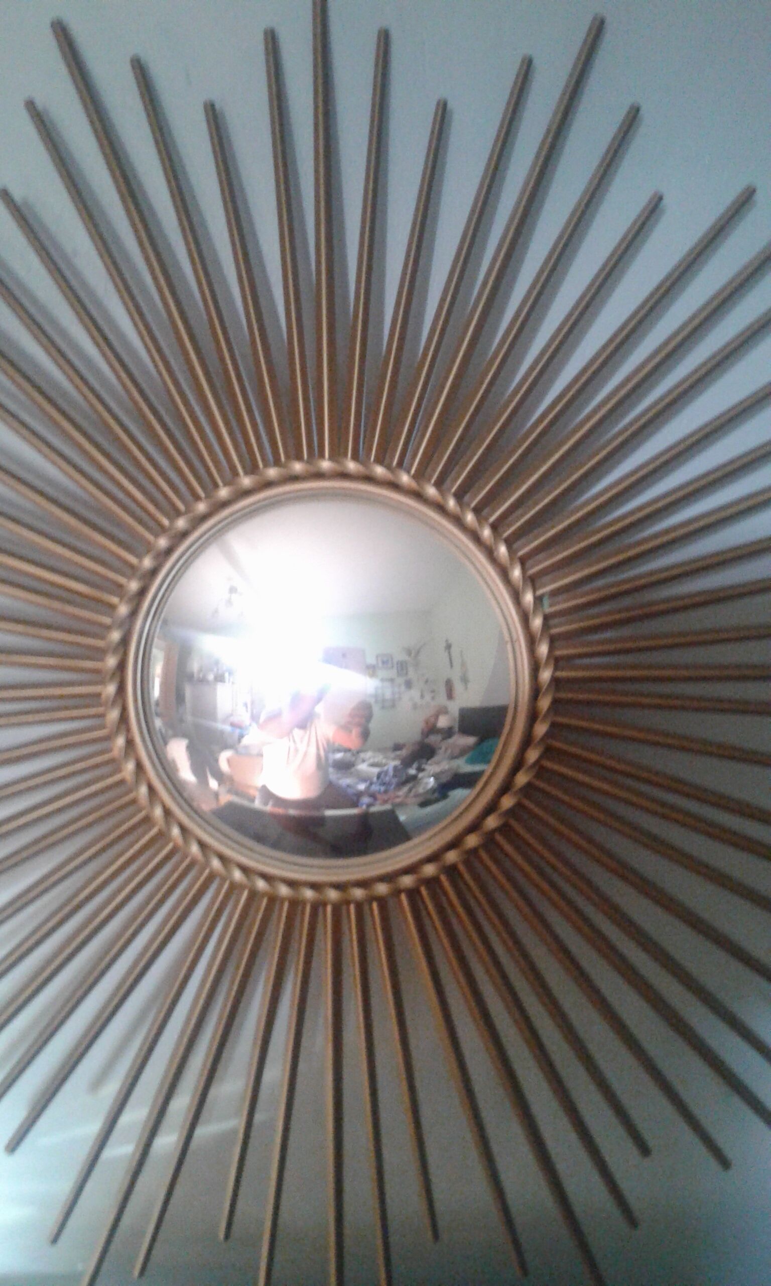 Large brass sun mirror diameter 71 cm