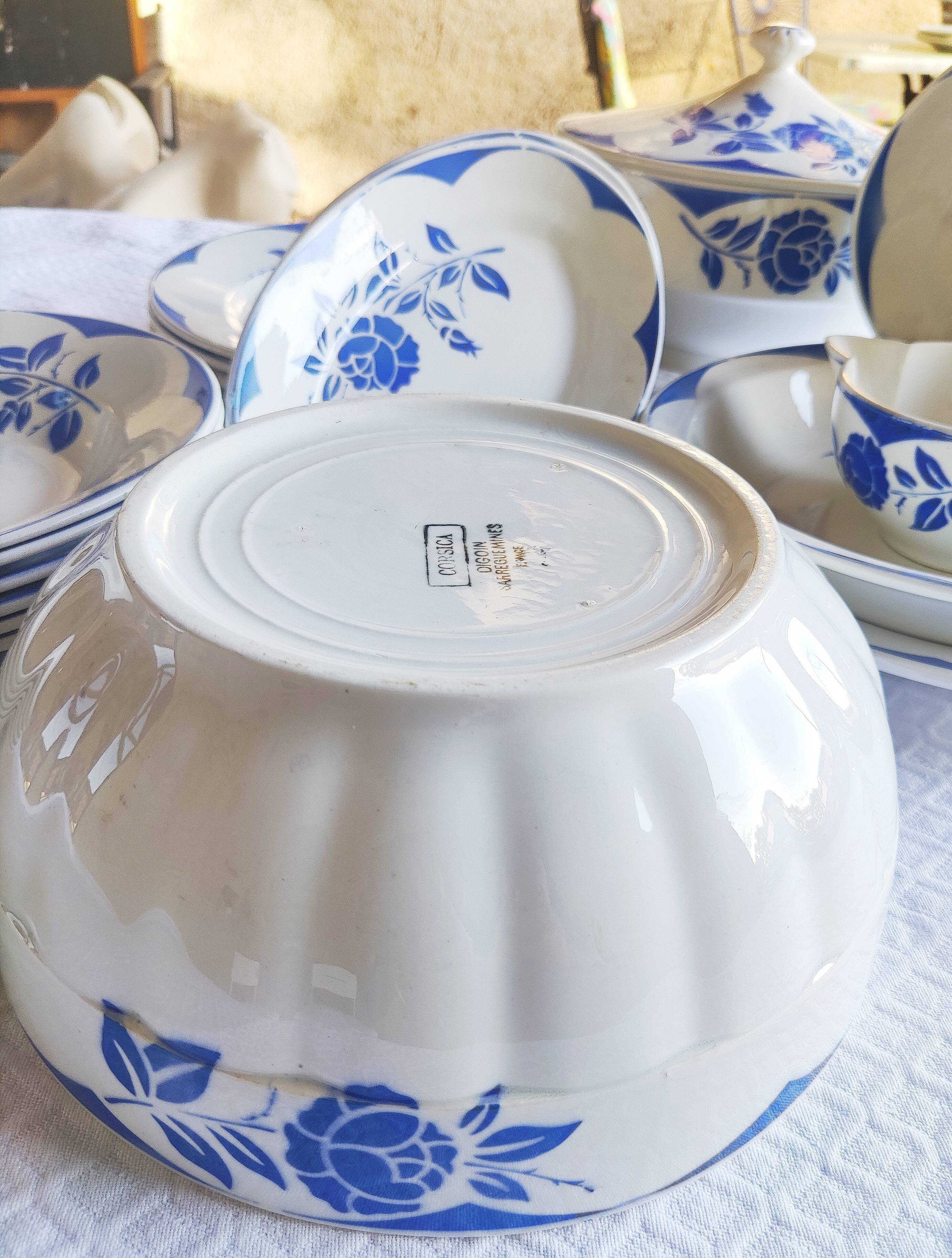 Table service Digoin Sarreguemines - blue and white