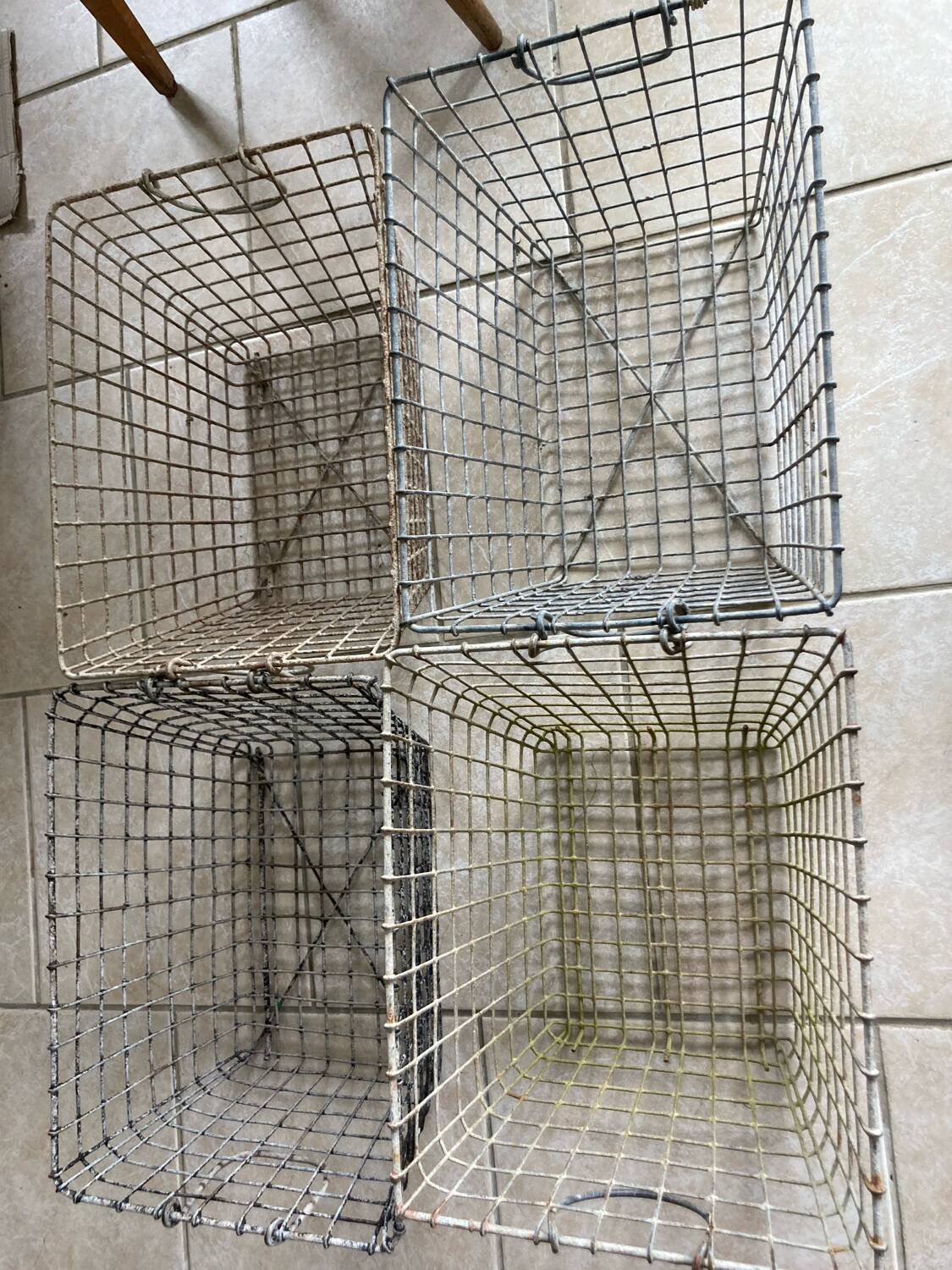 Lot of 4 old craft baskets