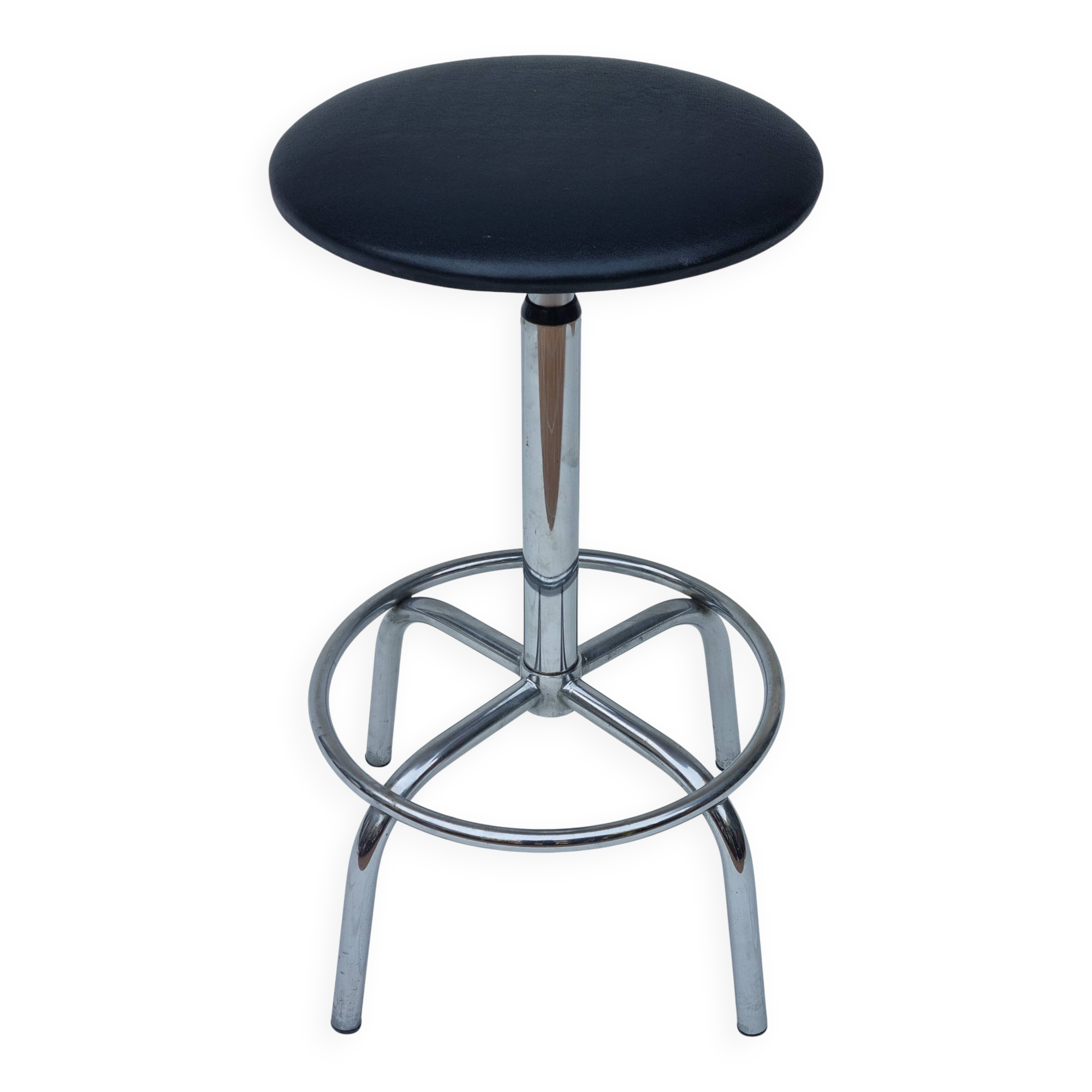 Vintage adjustable chrome stool 56 cm
