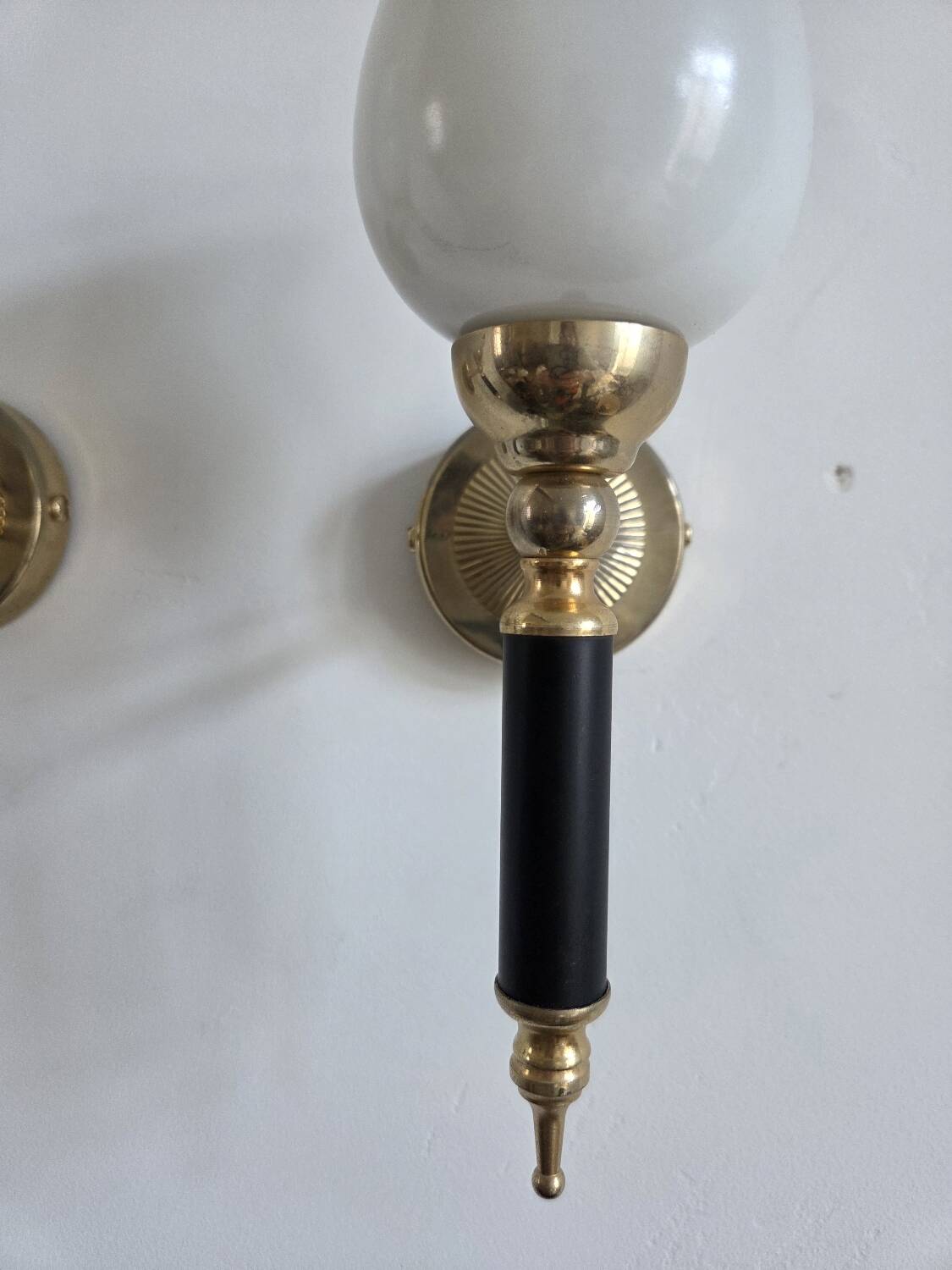 Pair of torch wall lights, 50-60