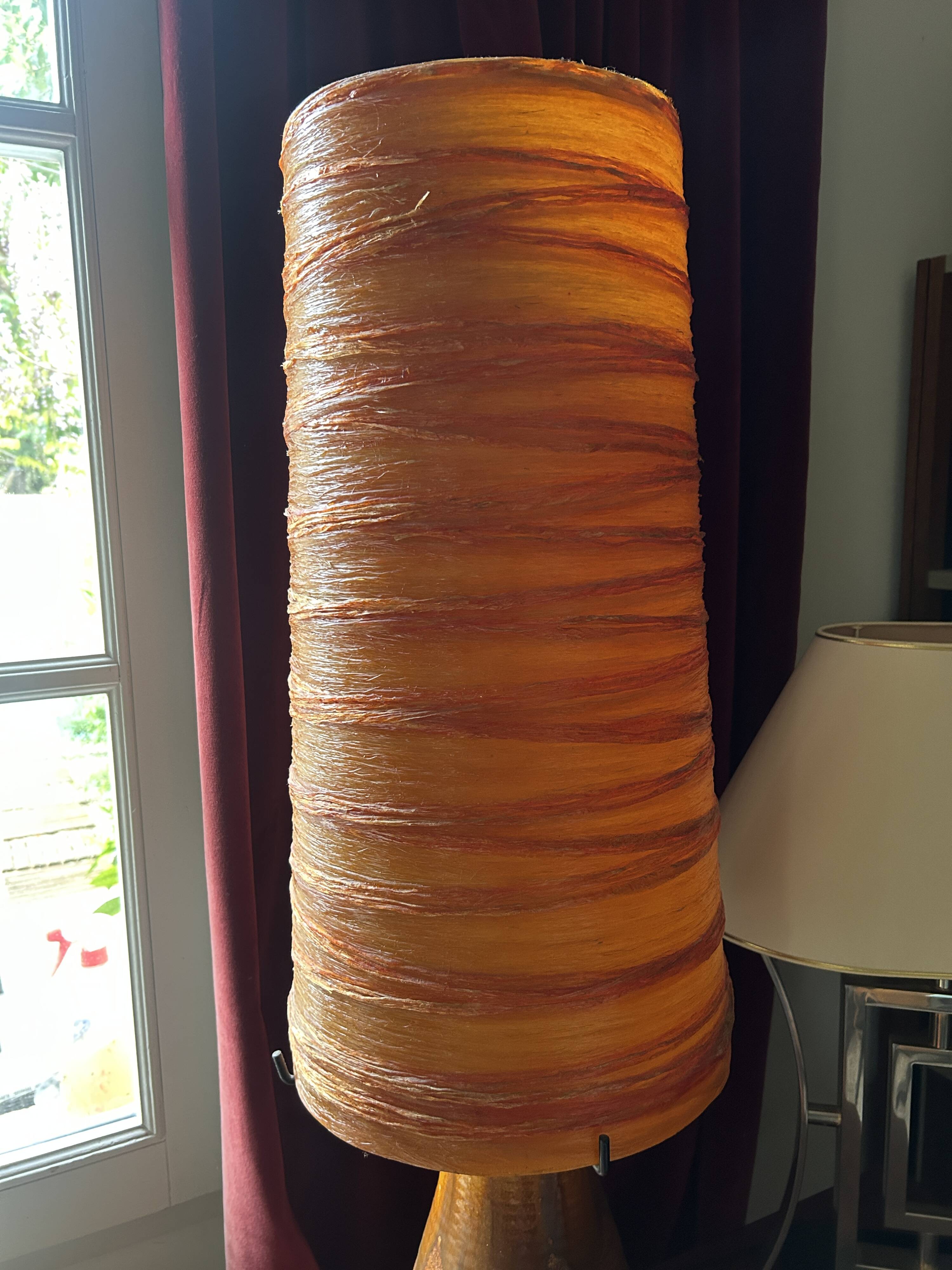 Accolay lamp in terracotta, resin lampshade with double lighting 1960