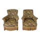 Pair of crapaud armchairs, antique floral upholstery, Napoléon III period.