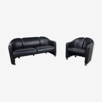 Fauteuil PS142 et canapé deux places par Eugenio Gerlio pour Tecno, années 1970