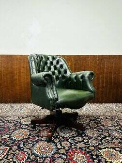 Chaise de directeur anglaise classique, chaise de bureau verte