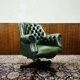 Chaise de directeur anglaise classique, chaise de bureau verte