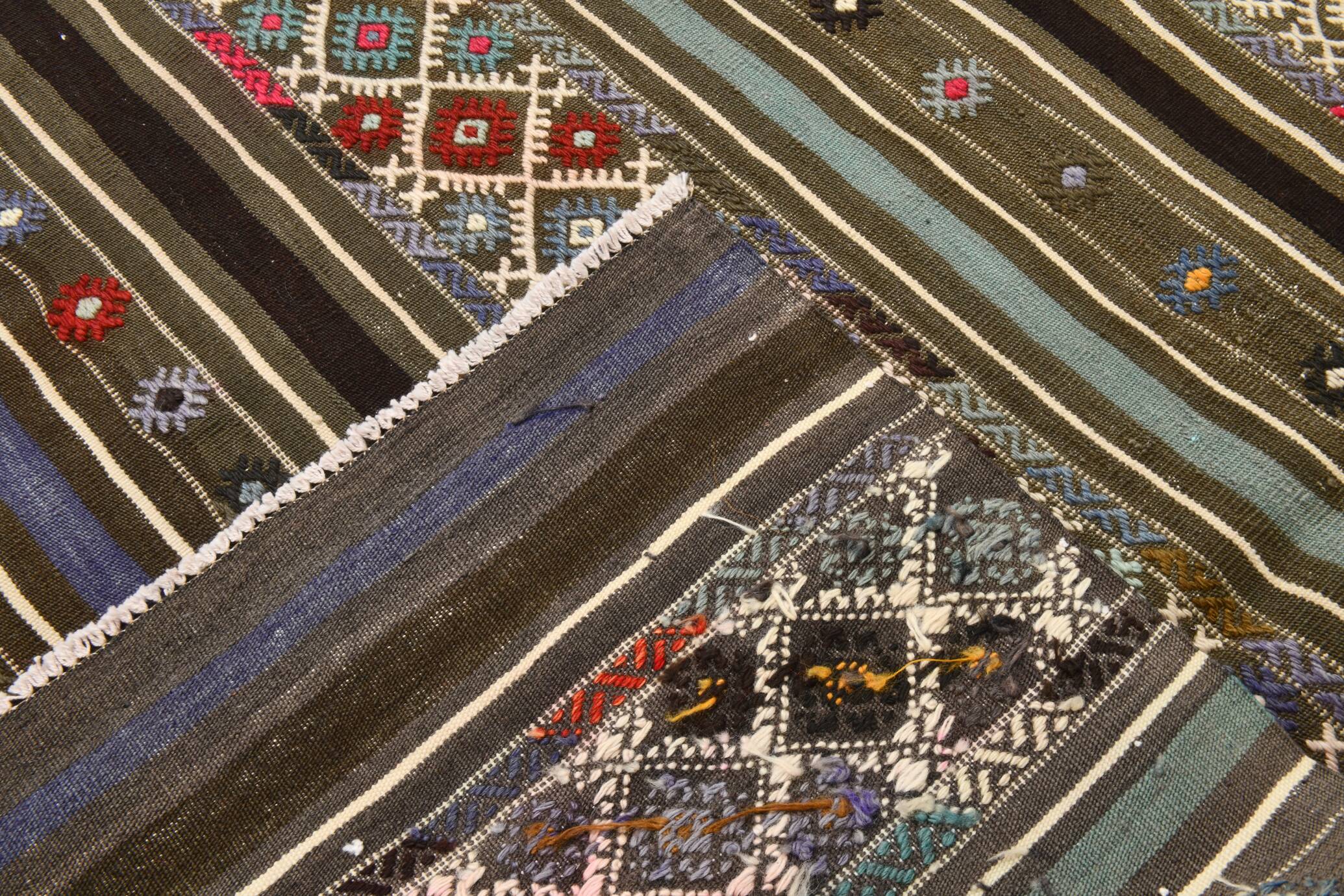 Turkish Colorful Persian Kilim Rug, Wool Area Rug, 141x240