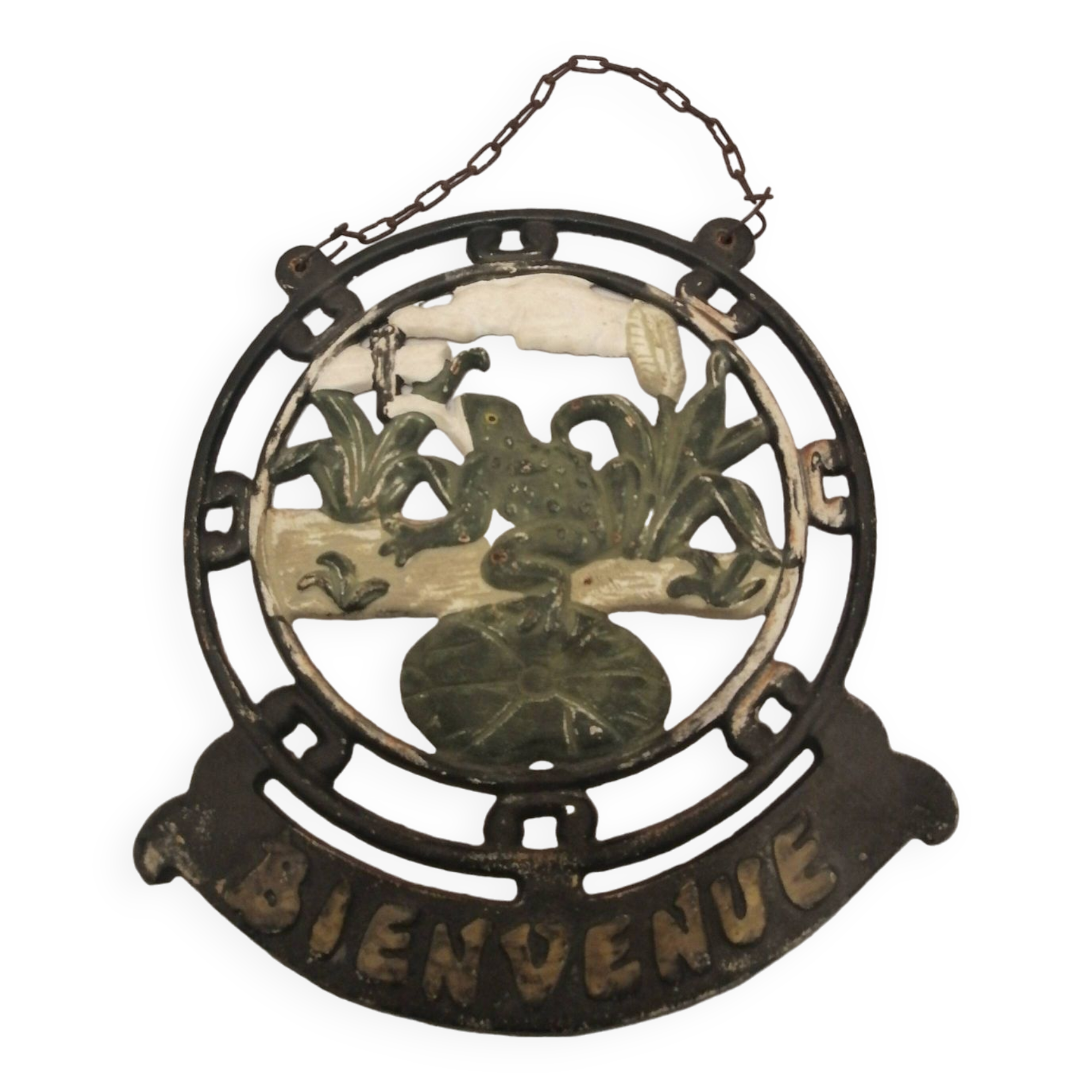 Cast iron plate to hang welcome