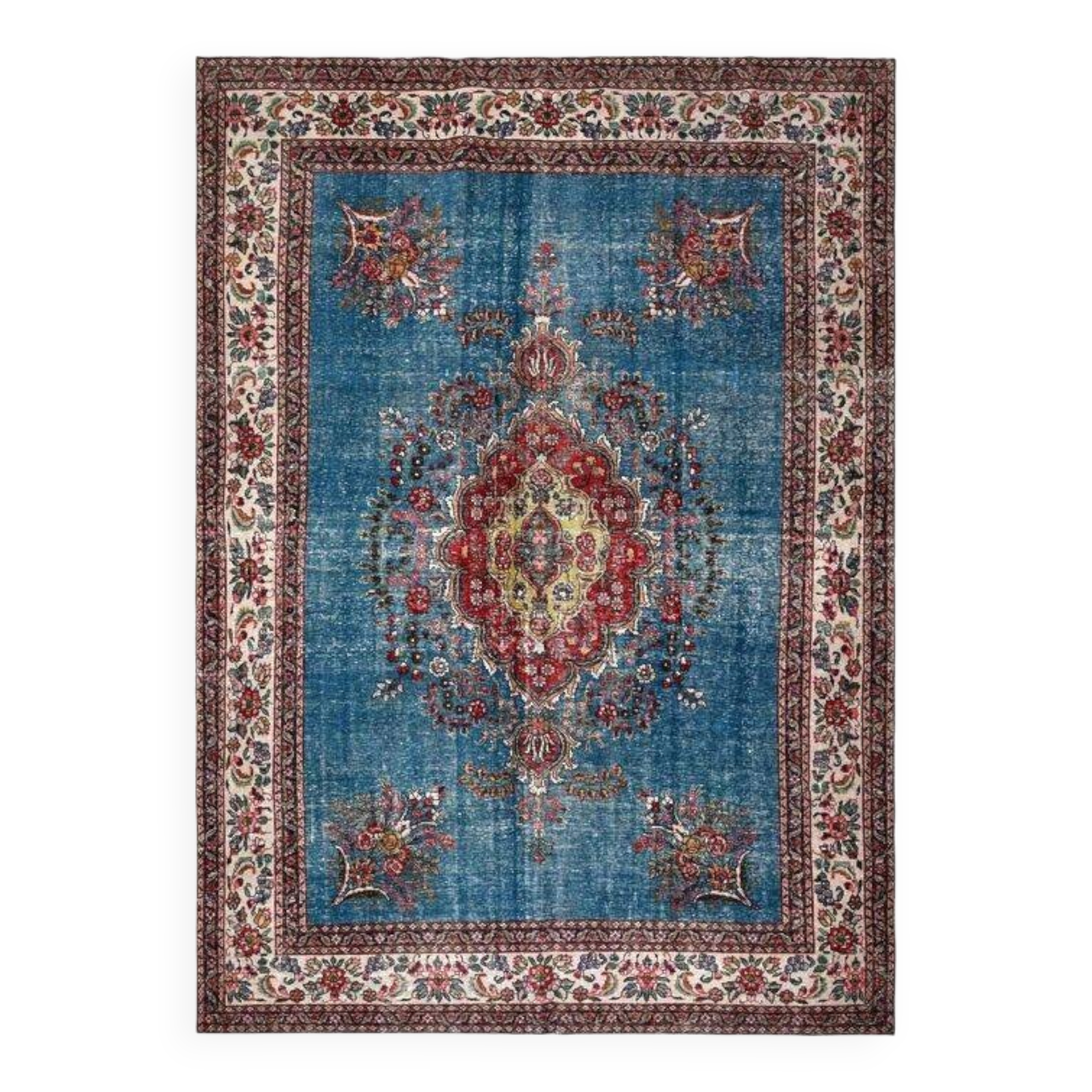 Blue Handmade Persian Vintage Rug 274x370 cm