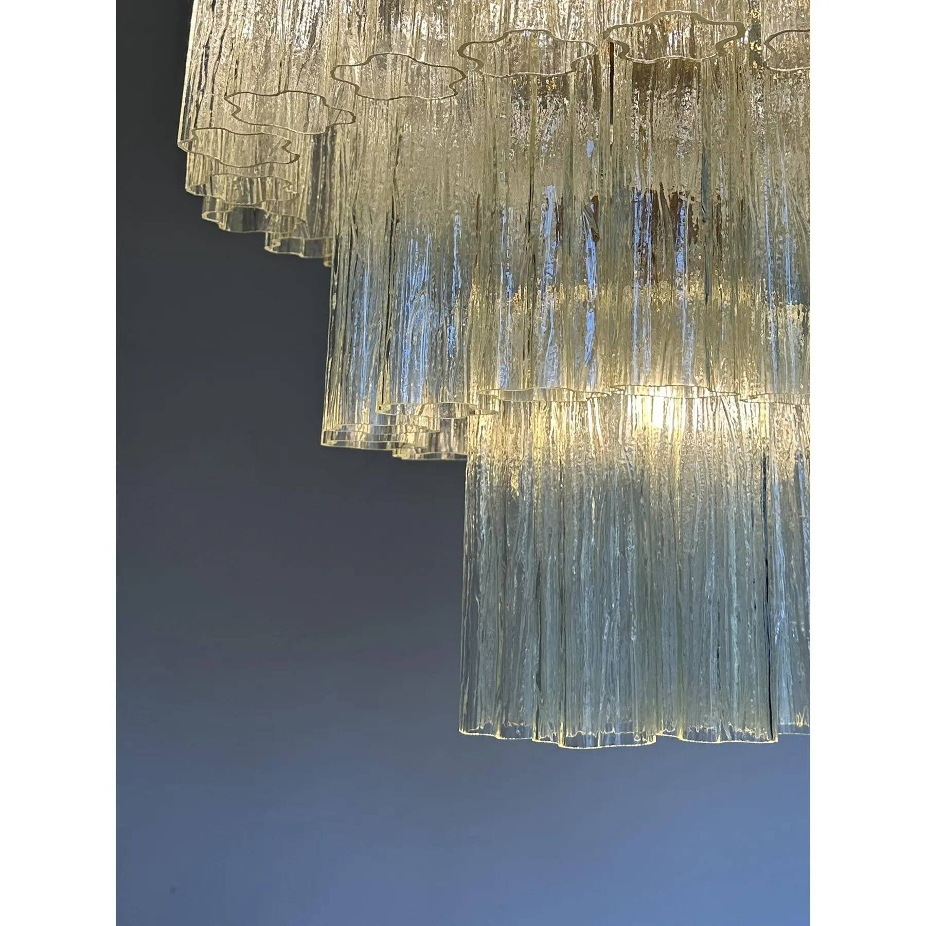 Italian luxury chandelier “Tronchi” Murano glass ceiling light in the Venini style.