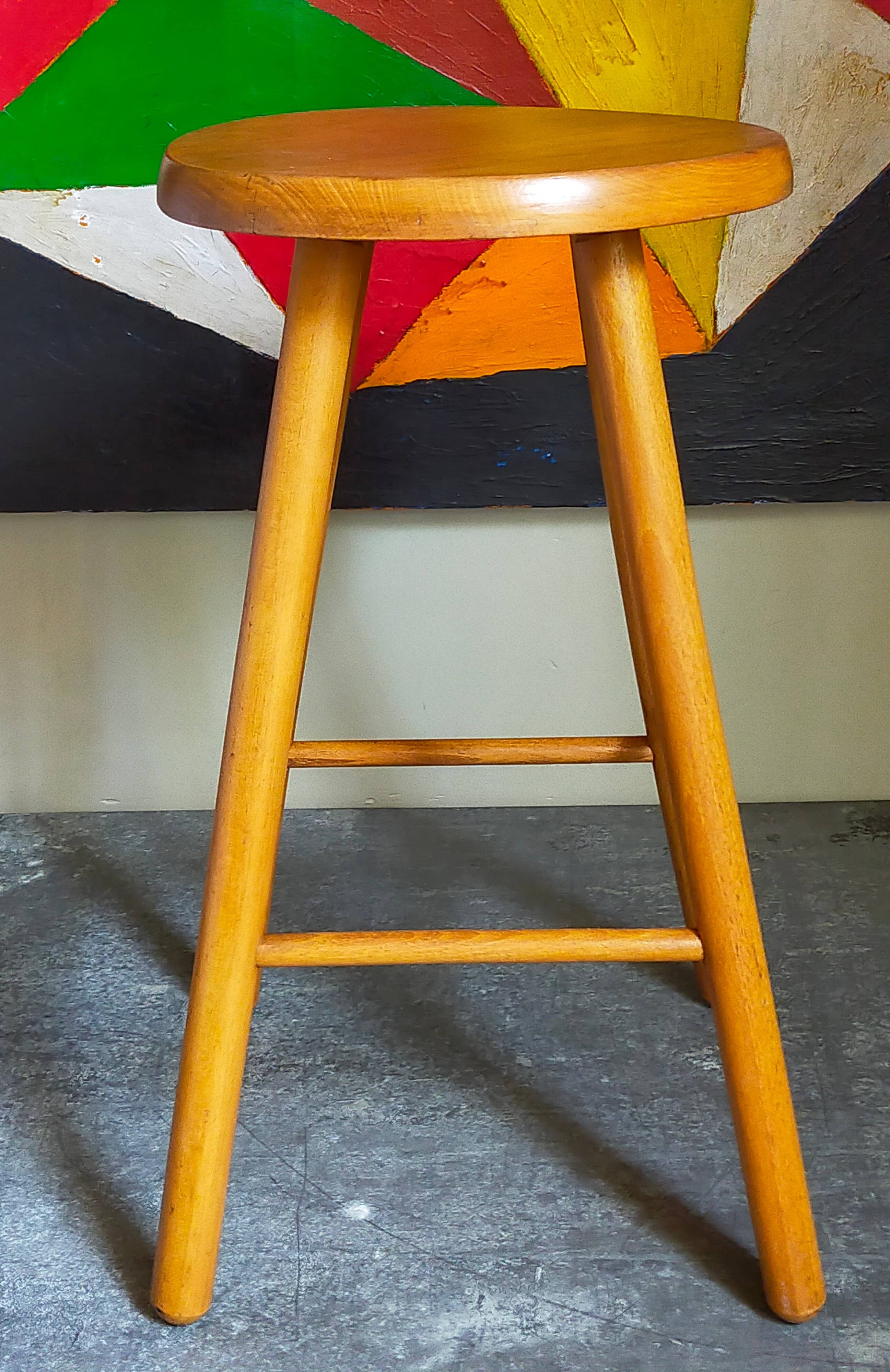 Vintage blond wooden stool