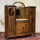 Art Deco buffet in mahogany, oak, and marble top.