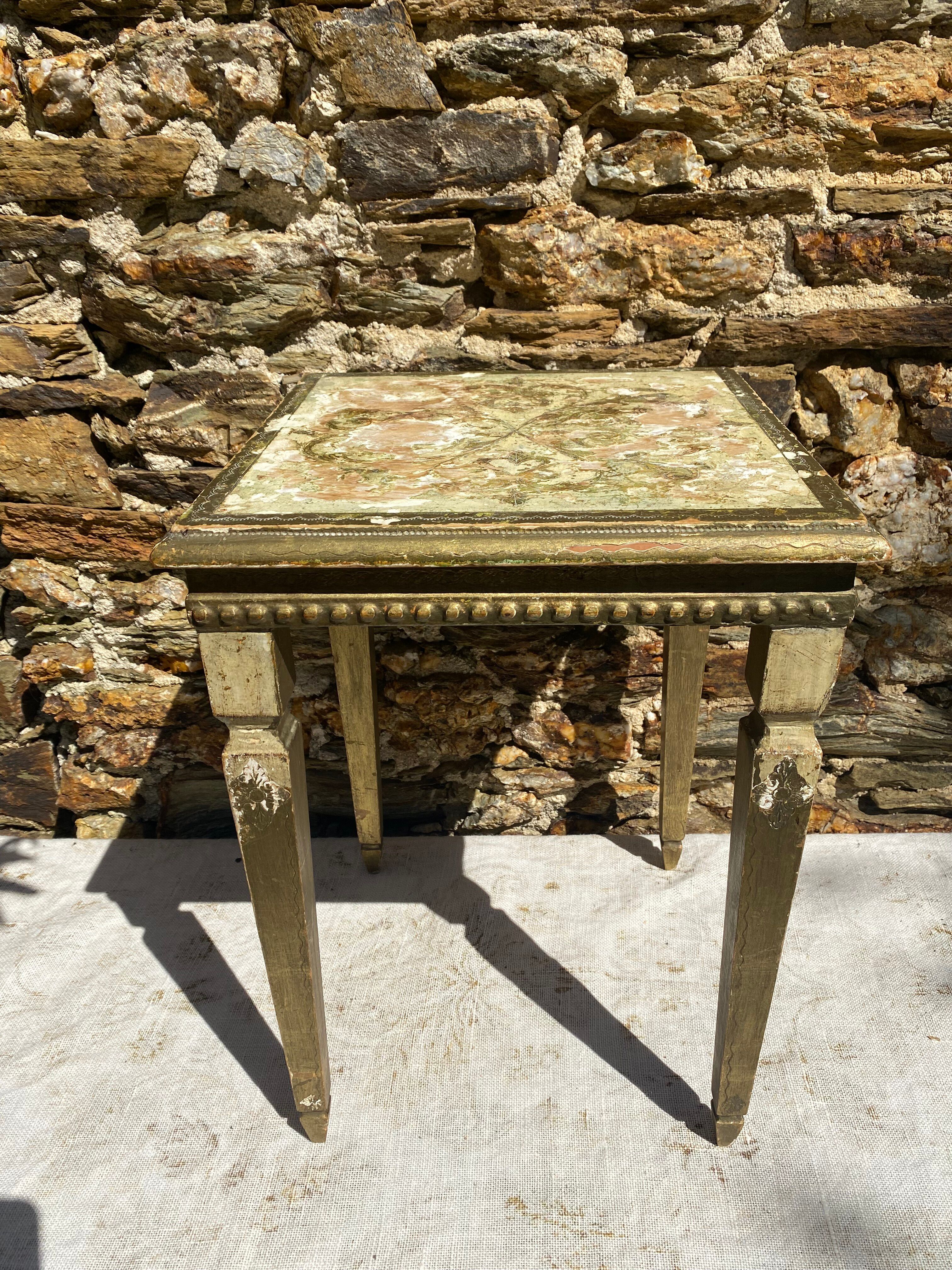 Bedside table, Florentine style side table.