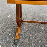 Table basse victorienne extensible en bois massif d'acajou et cuir vert