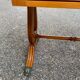 Victorian extendable coffee table in solid mahogany wood and green leather
