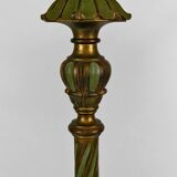 Floor lamp in gilded carved wood and pearly glass lampshade, Art Deco, France, Circa 1920
