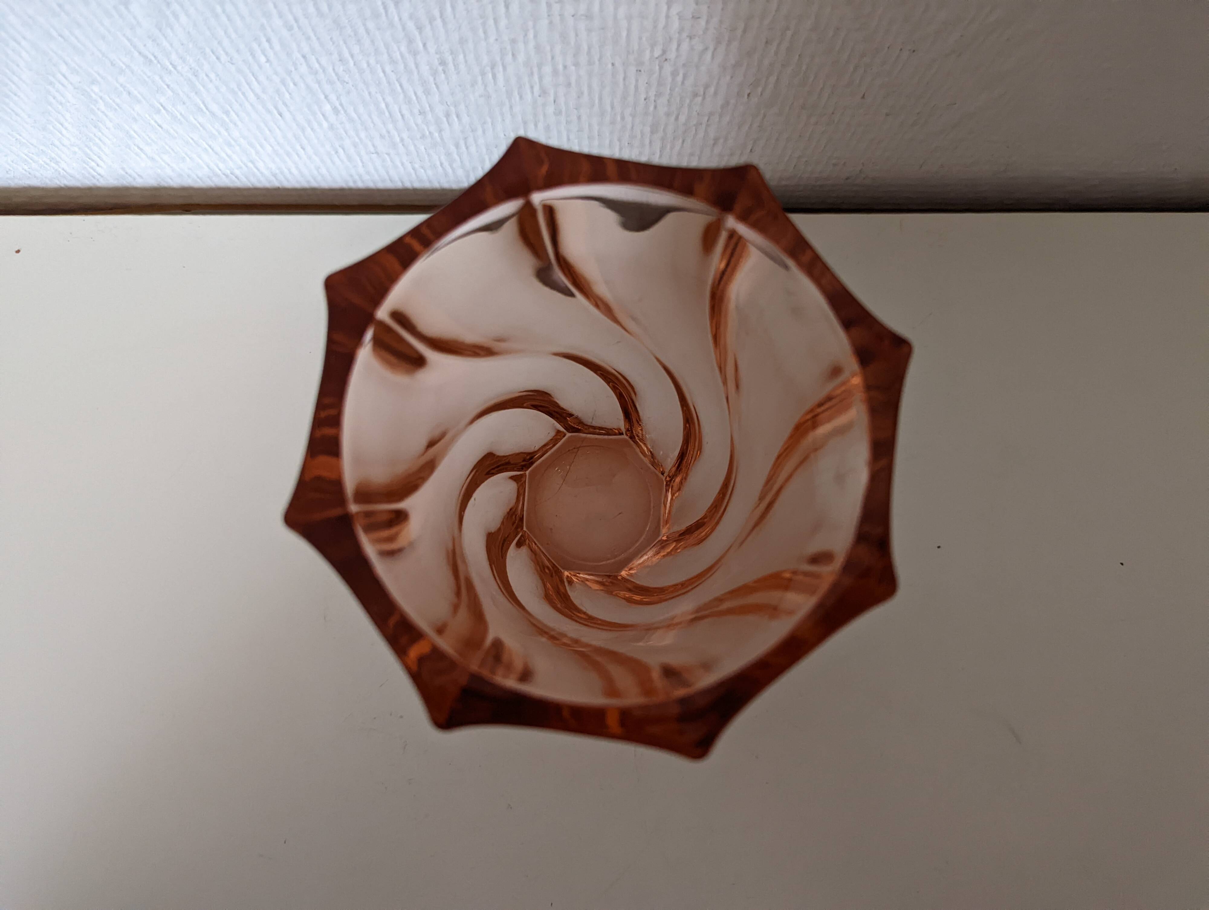 transparent glass vase in art deco style