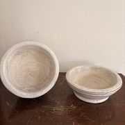 Antique Pair of Bowl Dish Terracotta Enamelled Black Base 19th Century