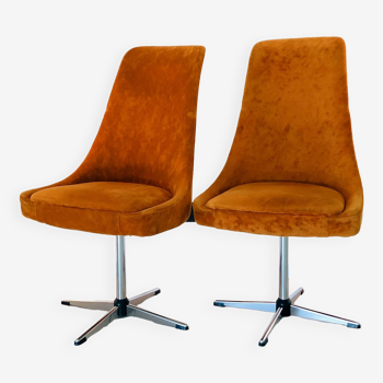 Scandinavian swivel chairs in velvet fabric, 70s