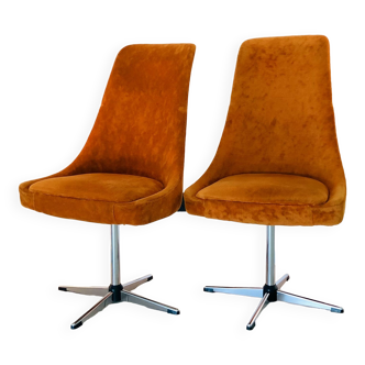 Scandinavian swivel chairs in velvet fabric, 70s