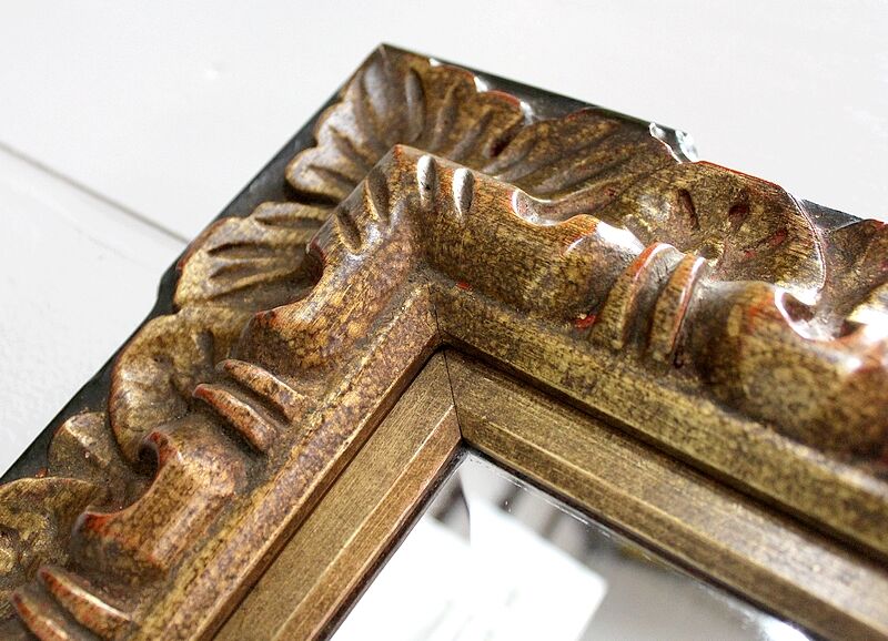 Gold-tinted wooden and stucco rectangular mirror - 1920