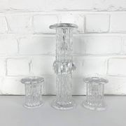 Glass candle holders by Göran Wärff for Kosta Boda, Sweden, 1970s.