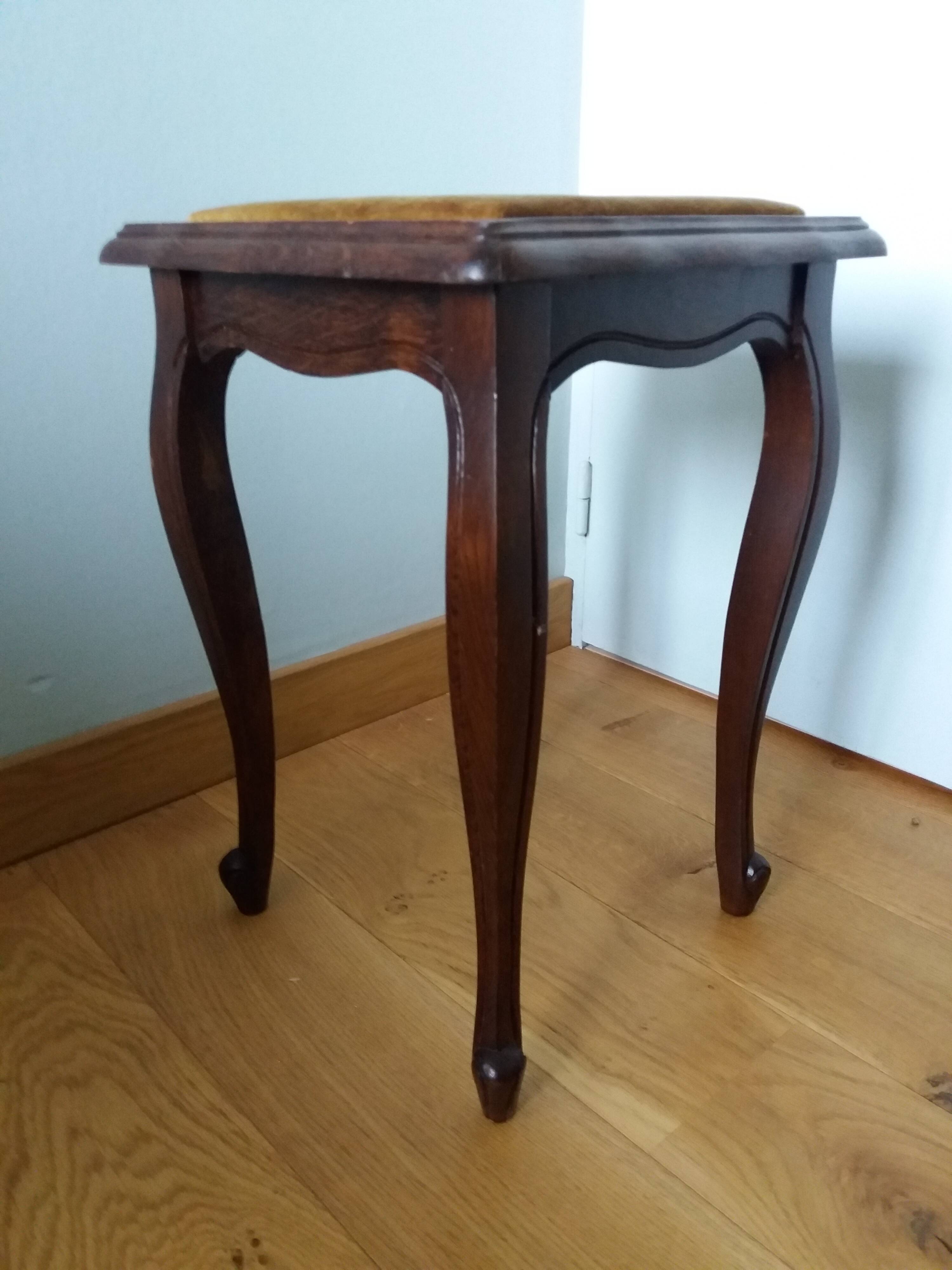 Wooden and velvet stool