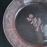 Hollow serving dish – molded pink crystal – sweden