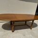 Oak dining table, oval living room table with two extensions.
