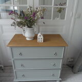 Chest of drawers 3 drawers green of gray, wooden top