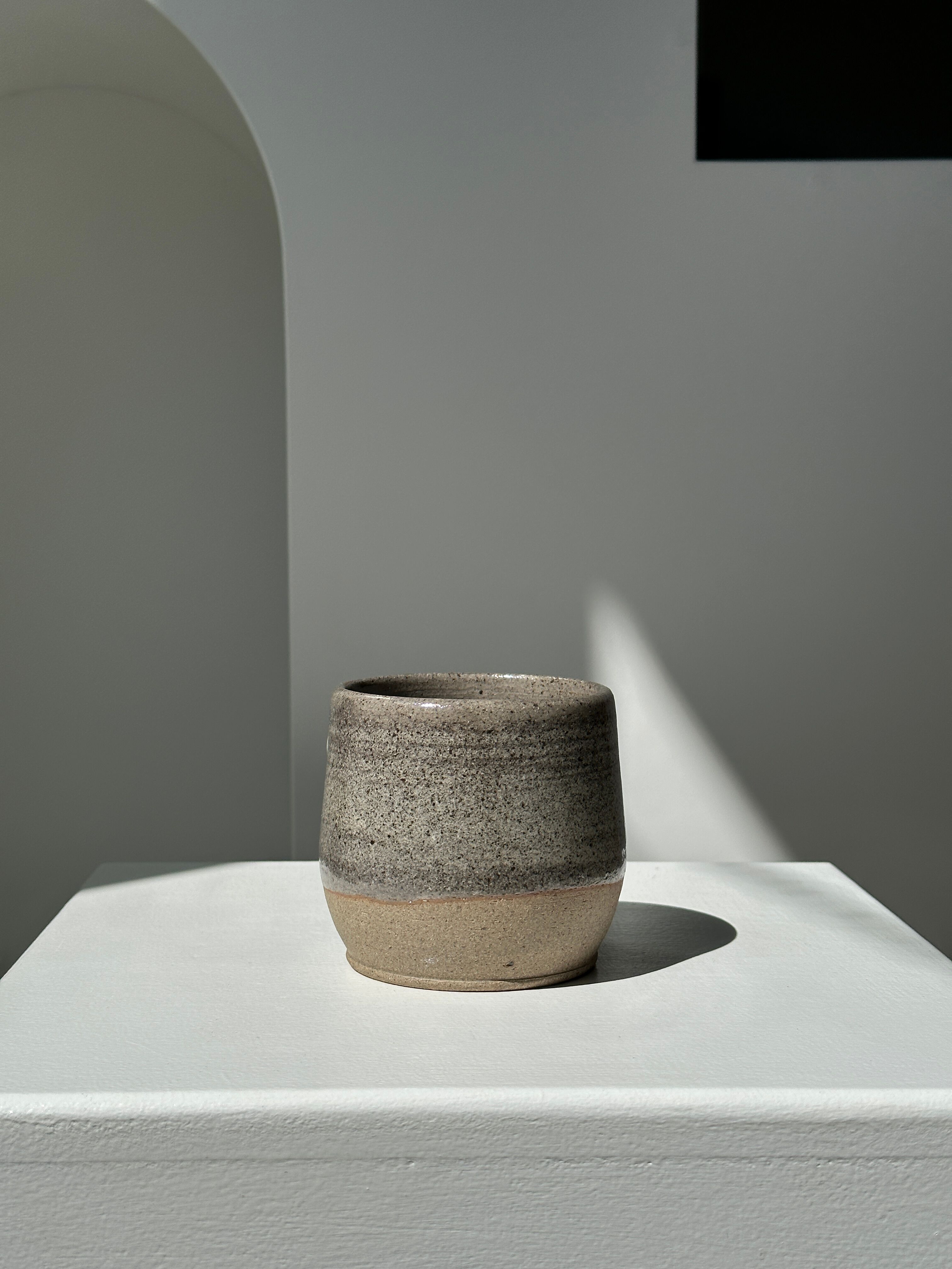 Large gray Indonesian ceramic mug