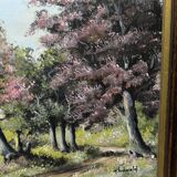 Landscape painting of flowering trees, Huguette Eichwald