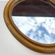 Vintage bamboo and rattan apple-shaped mirror - 1970s