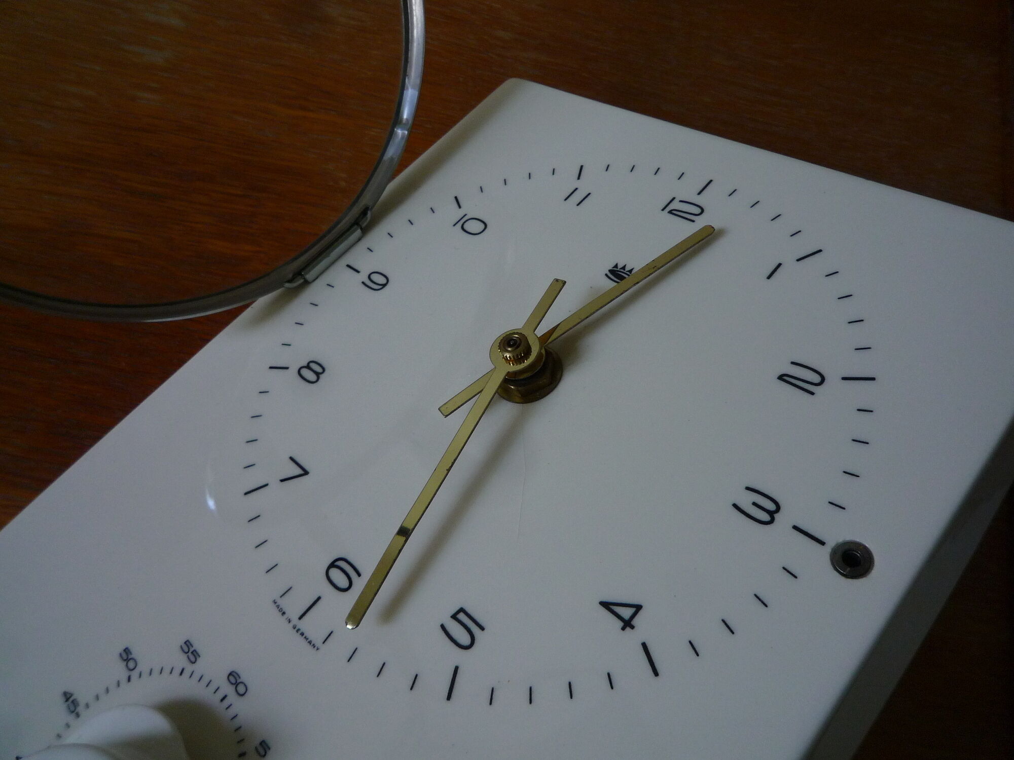 German-made earthenware wall clock 'S', vintage 1950s