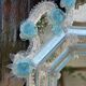Venetian mirror in colourless and blue Murano glass, circa 1930.