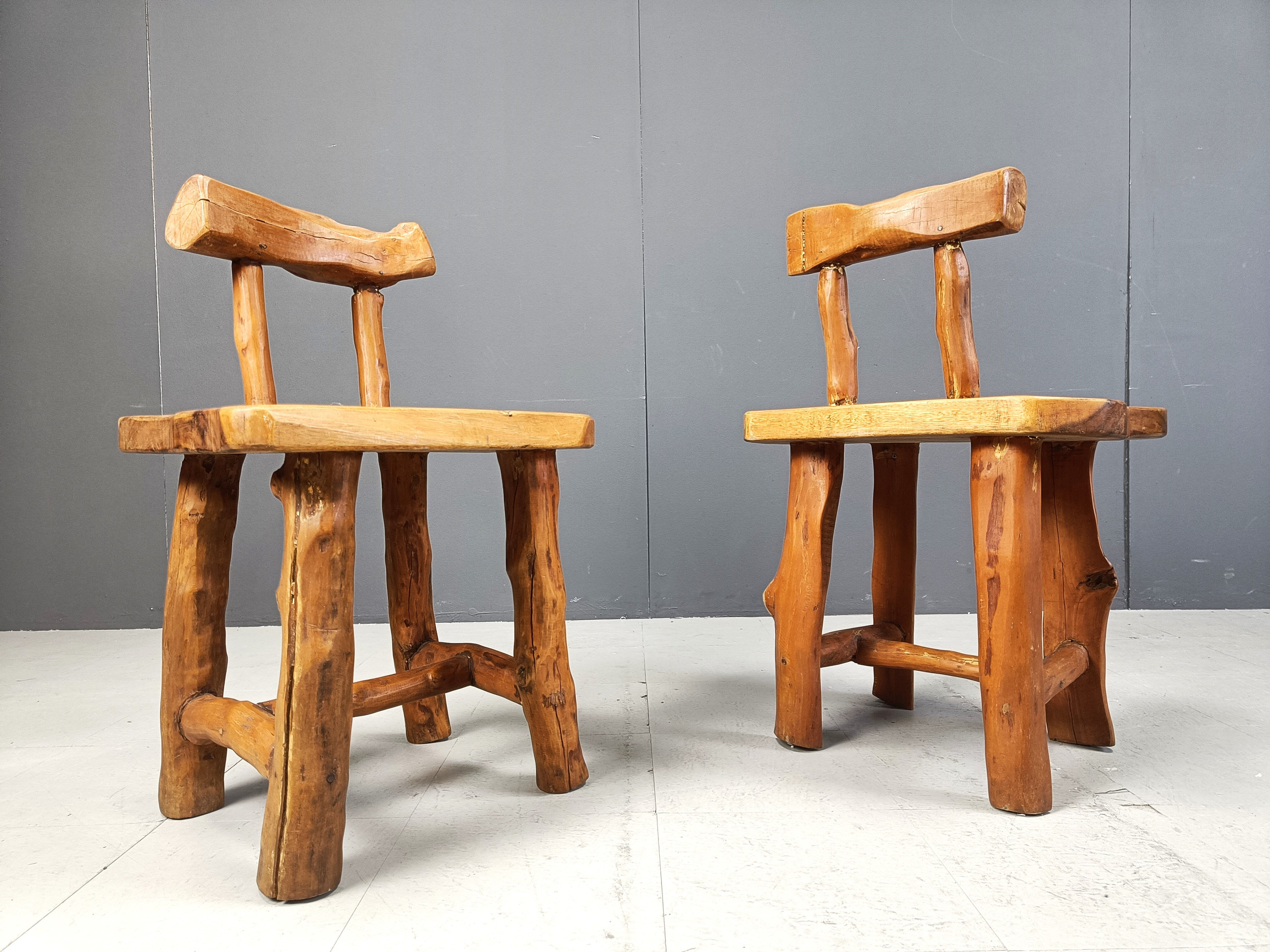 Set of 6 sculptural brutalist dining chairs, 1960s