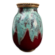 Vase CAB (Ceramics of Art from Bordeaux), turquoise green and red glaze.